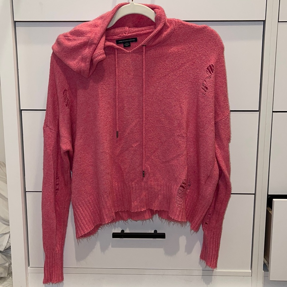 American Eagle Cropped Distressed Sweater